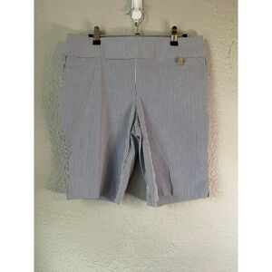 Company Ellen Tracy Women's Seersucker Striped Bermuda Shorts Blue White Medium